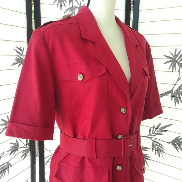 Vintage 1980s Red Linen Blend Oversized Blazer - Picture 6 of 16
